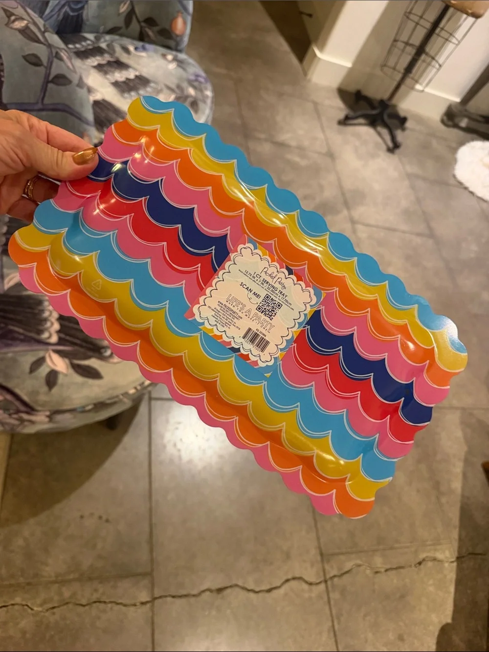 Packed Party Colorful Scalloped Rainbow Serving Tray
